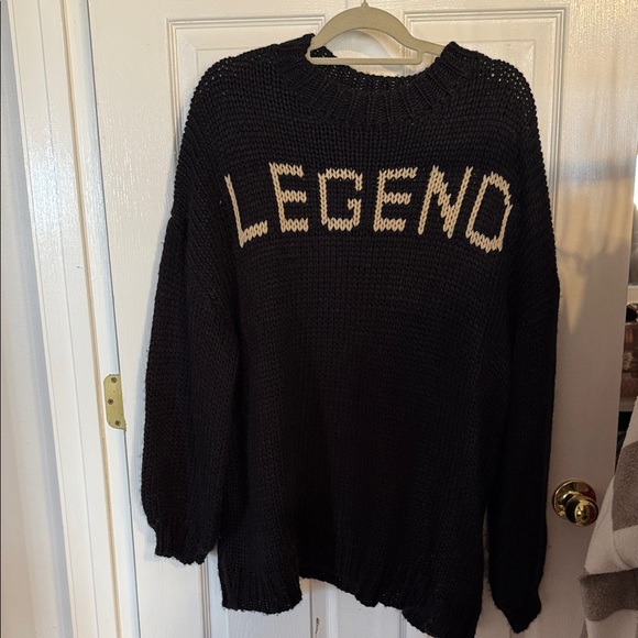 Dressed in LALA Black and White 'Legend' Crewneck Sweater - Picture 2 of 2